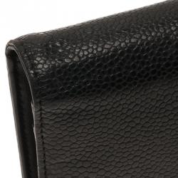 مملوكة مسبقًا محفظة شانيل بوي جلد أسود بطية ثنائية