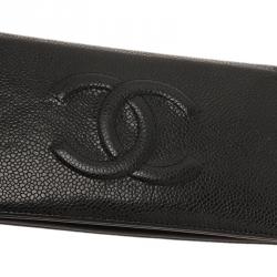 مملوكة مسبقًا محفظة شانيل بوي جلد أسود بطية ثنائية