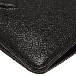 مملوكة مسبقًا محفظة شانيل بوي جلد أسود بطية ثنائية