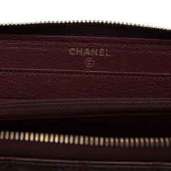 مملوكة مسبقًا Chanel Burgundy Quilted Patent Leather Zip Around Wallet 
