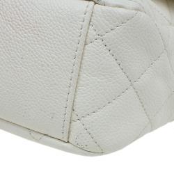 Pre Owned حقيبة يد شانيل جامبو أومبر تقسيمات وردي جلد كافيار أبيض/أحمر