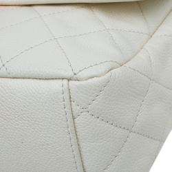 Pre Owned حقيبة يد شانيل جامبو أومبر تقسيمات وردي جلد كافيار أبيض/أحمر