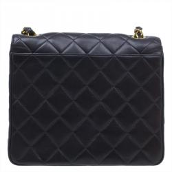 Chanel Black Quilted Leather CC Logo Large Shoulder Flap Bag