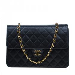 Chanel Black Lambskin Single Flap Shoulder Bag