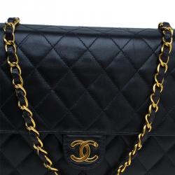 Chanel Black Lambskin Single Flap Shoulder Bag