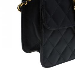 Chanel Black Lambskin Single Flap Shoulder Bag