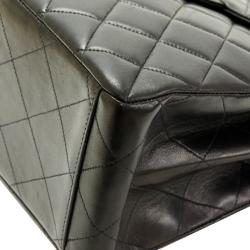 Pre Owned Chanel Black Quilted Lambskin Double Sided Medium Vertical Tote