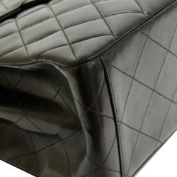 Pre Owned Chanel Black Quilted Lambskin Double Sided Medium Vertical Tote