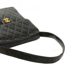 Pre Owned Chanel Black Quilted Lambskin Double Sided Medium Vertical Tote