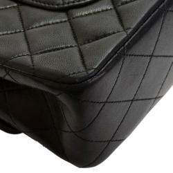 Pre Owned Chanel Black Lambskin Quilted Small Double Flap Shoulder Bag