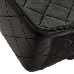 Pre Owned Chanel Black Lambskin Quilted Small Double Flap Shoulder Bag