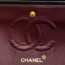 Pre Owned Chanel Black Lambskin Quilted Small Double Flap Shoulder Bag