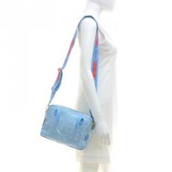 Chanel Blue Canvas Line Light Jacquard 2way Travel Shoulder Bag 