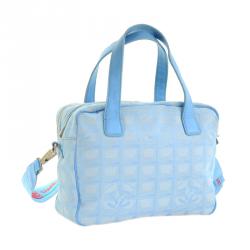 Chanel Blue Canvas Line Light Jacquard 2way Travel Shoulder Bag 