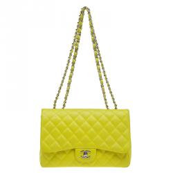 Chanel Yellow Quilted Caviar Leather Jumbo Classic Single Flap Bag Chanel |  TLC