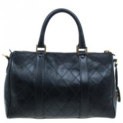 Pre Owned Chanel Black Calfskin Leather Boston Bag