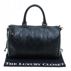 Pre Owned Chanel Black Calfskin Leather Boston Bag