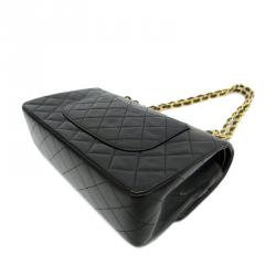 مملوكة مسبقًا Chanel Black Quilted Lambskin Leather Medium Classic Double Flap Shoulder Bag