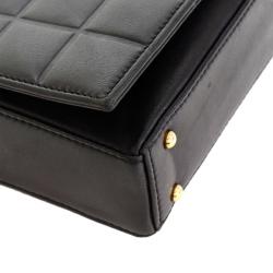 مملوكة مسبقًا حقيبة شانيل شوكوليت بار جلد خروف أسود مبطن للكتف