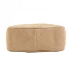 Chanel Vintage Beige Stitched Leather Small Tassel Shoulder Bag