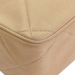 Pre Owned Chanel Vintage Beige Stitched Leather Small Tassel Shoulder Bag