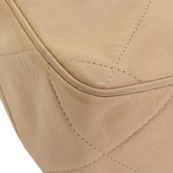 Chanel Vintage Beige Stitched Leather Small Tassel Shoulder Bag