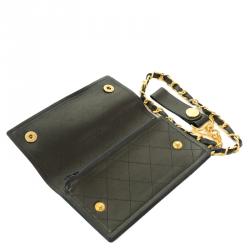 Chanel Black Quilted Leather Vintage Wallet on Chain