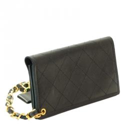 Chanel Black Quilted Leather Vintage Wallet on Chain