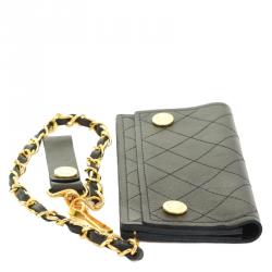Chanel Black Quilted Leather Vintage Wallet on Chain