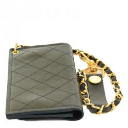 Chanel Black Quilted Leather Vintage Wallet on Chain