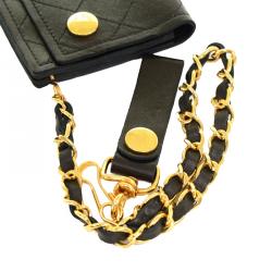 Chanel Black Quilted Leather Vintage Wallet on Chain