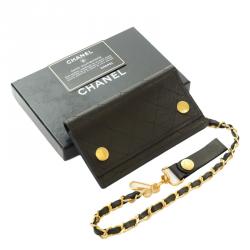 Chanel Black Quilted Leather Vintage Wallet on Chain