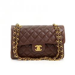 Chanel Lambskin Quilted Small Double Flap Brown