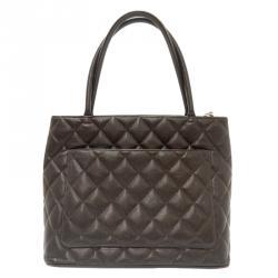 مملوكة مسبقًا Chanel Dark Brown Quilted Caviar Medallion Tote