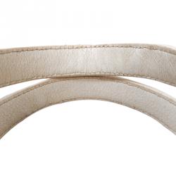 Pre Owned حقيبة شانيل جلد خروف أبيض مبطن صغيرة بغرزة عريضة