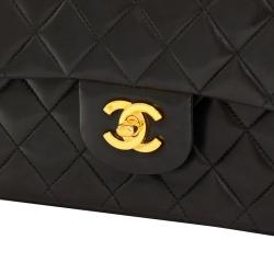 Chanel Black Quilted Lambskin Jumbo Classic Double Flap Shoulder Bag