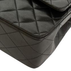 Chanel Black Quilted Lambskin Jumbo Classic Double Flap Shoulder Bag