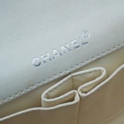 Pre Owned Chanel Beige / Black Patent Leather East West Flap Bag