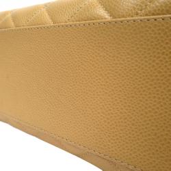 Chanel Beige Quilted Caviar Jumbo Kelly Flap Top Handle Bag