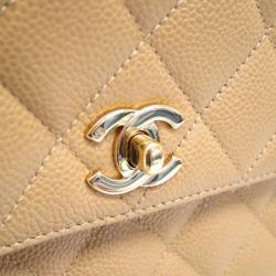 Chanel Beige Quilted Caviar Jumbo Kelly Flap Top Handle Bag