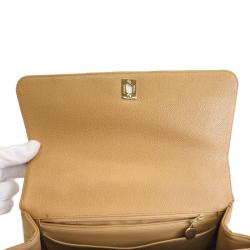 Chanel Beige Quilted Caviar Jumbo Kelly Flap Top Handle Bag