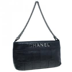 Pre Owned Chanel Black Quilted Leather LAX Pochette Shoulder Bag