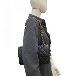 Pre Owned Chanel Black Quilted Lambskin Leather Medium Classic Single Flap Shoulder Bag