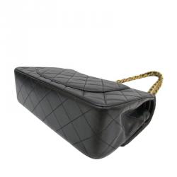 Pre Owned Chanel Black Quilted Lambskin Leather Medium Classic Single Flap Shoulder Bag
