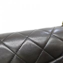 Pre Owned Chanel Black Quilted Lambskin Leather Medium Classic Single Flap Shoulder Bag