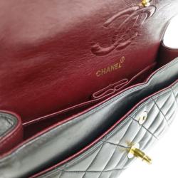 Pre Owned Chanel Black Quilted Lambskin Leather Medium Classic Single Flap Shoulder Bag