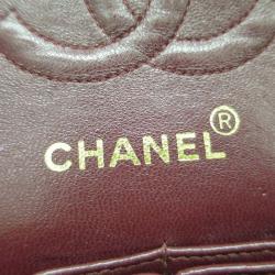 Pre Owned Chanel Black Quilted Lambskin Leather Medium Classic Single Flap Shoulder Bag