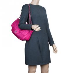 Chanel Pink Quilted Nylon Large Flap Shoulder Bag Chanel