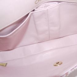 Pre Owned Chanel Pink Tweed Small Classic Flap Shoulder Bag