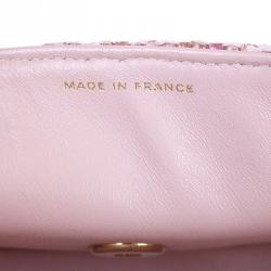 Pre Owned Chanel Pink Tweed Small Classic Flap Shoulder Bag